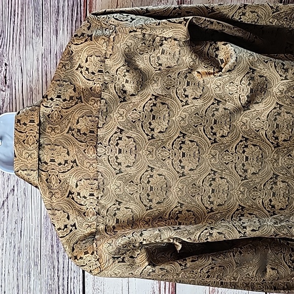 LEONARDI ITALY MEN'S GOLD BLACK LONG SLEEVE BUTTON-UP DRESS SHIRT - Picture 7 of 16